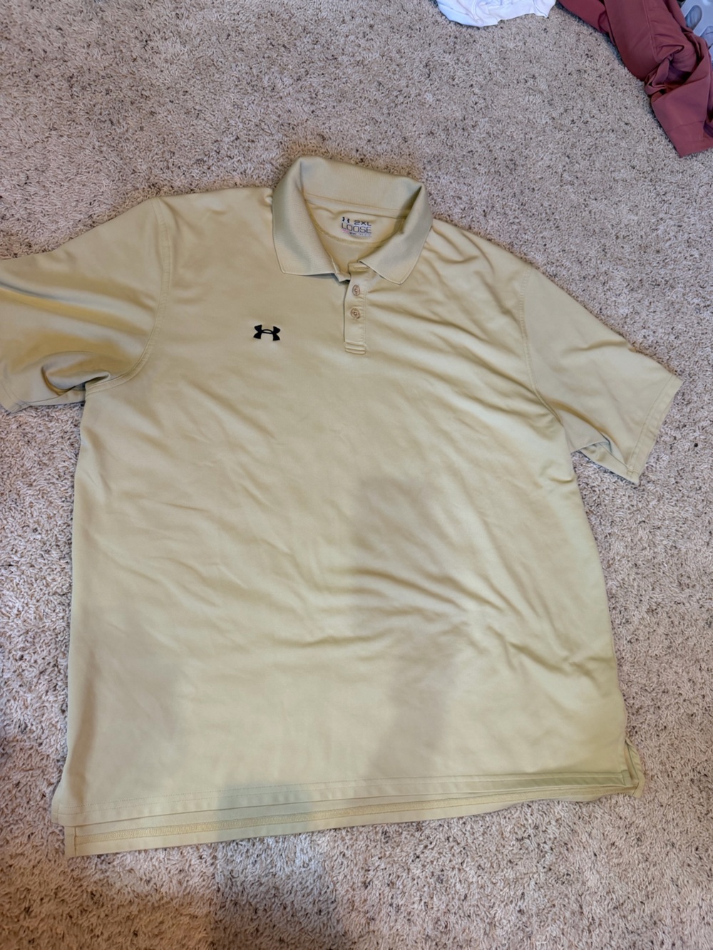 Under Armour Light Yellow Polo Shirt with Black Logo